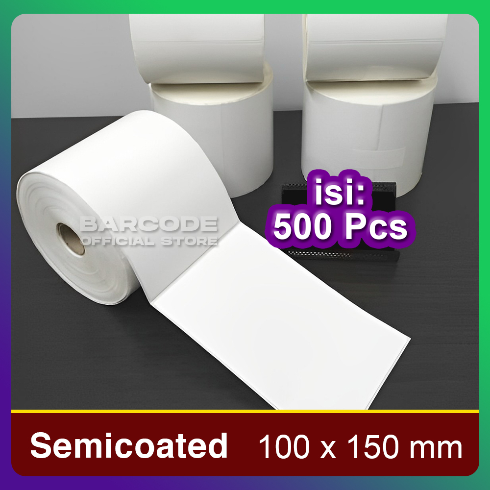 

Kertas Label Printer Barcode 100 x 150 / 100x150 mm Stiker Semicoat 1 Line A6 500 Pcs