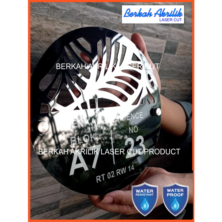 nomor rumah akrilik type aesthetic minimalis modern laser cutting + pen stainless water proof bentuk