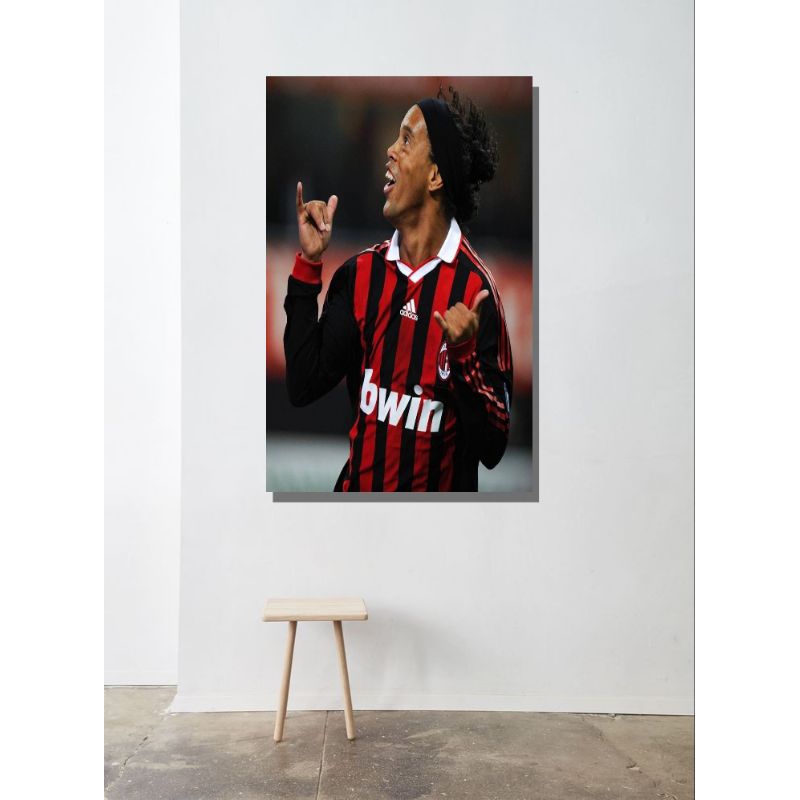 POSTER DINDING RONALDINHO LEGEND X AC MILAN UKURAN BESAR, POSTER BOLA