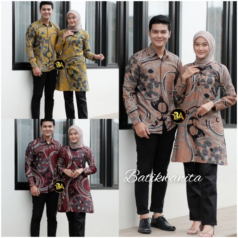 Tunik Batik Wanita New Model Kancing Depan Kombinasi Terbaru /KAIN KATUN HALUSAN / Kemeja Tunik / Se