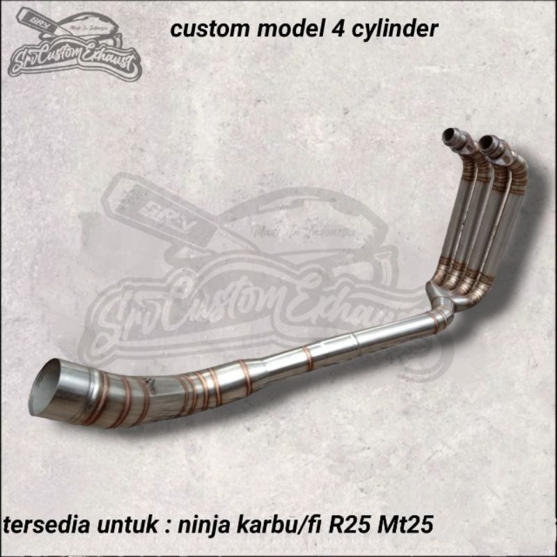 pipa/leher/header knalpot custom model cabang 4cylinder ninja 250fi/karbu R25 Mt25
