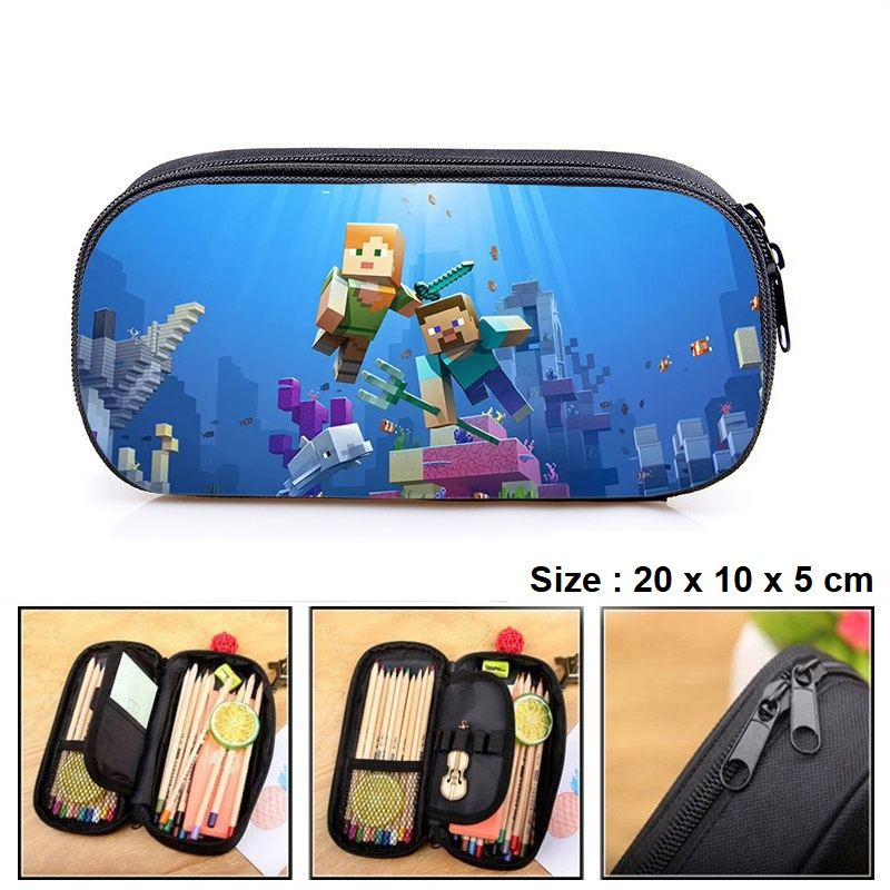 

HJK Kotak Tempat Pensil Pulpen Minecraft Bahan Polyester
