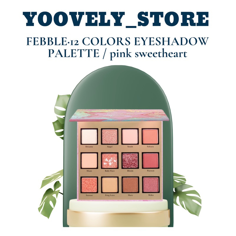 [BPOM] FEBBLE·12 COLORS EYESHDOW PALETTE/Palet eyeshadow /dewey finish makeup /baked eyeshadow-pink 