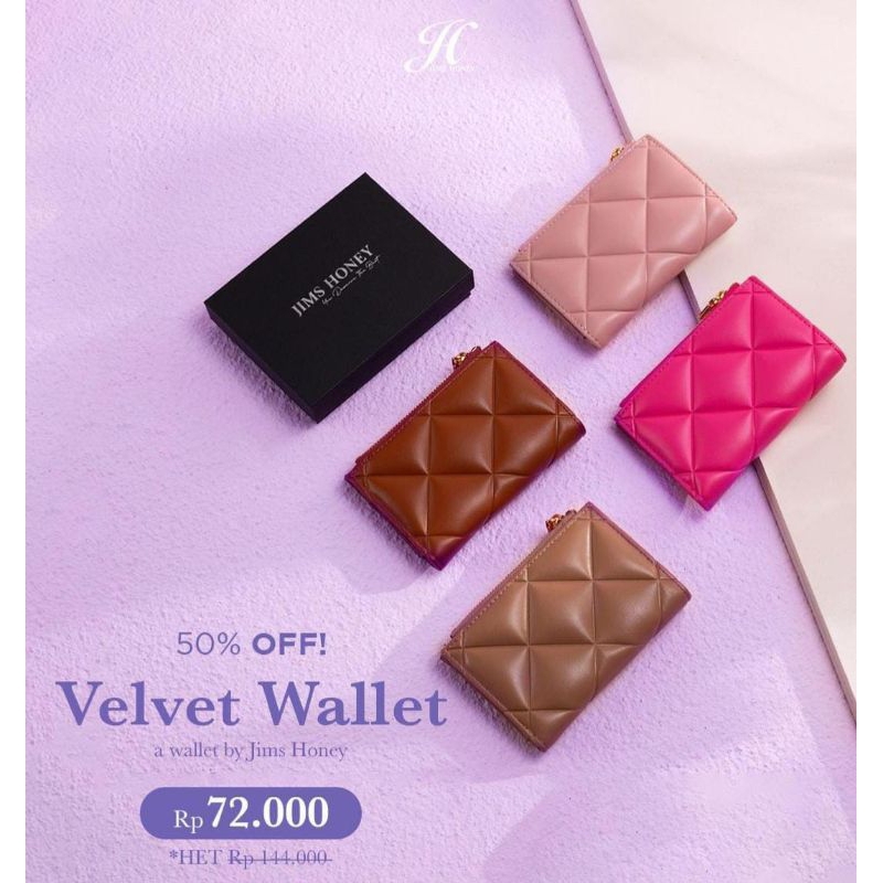 VELVET WALLET JIMS HONEY | JIMS HONEY DOMPET | DOMPET VELVET | DOMPET LIPAT WANITA | DOMPET KECIL