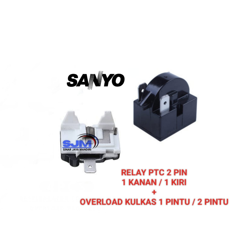 Relay Ptc 2 Pin + Overload Kulkas 2 Pintu Sanyo