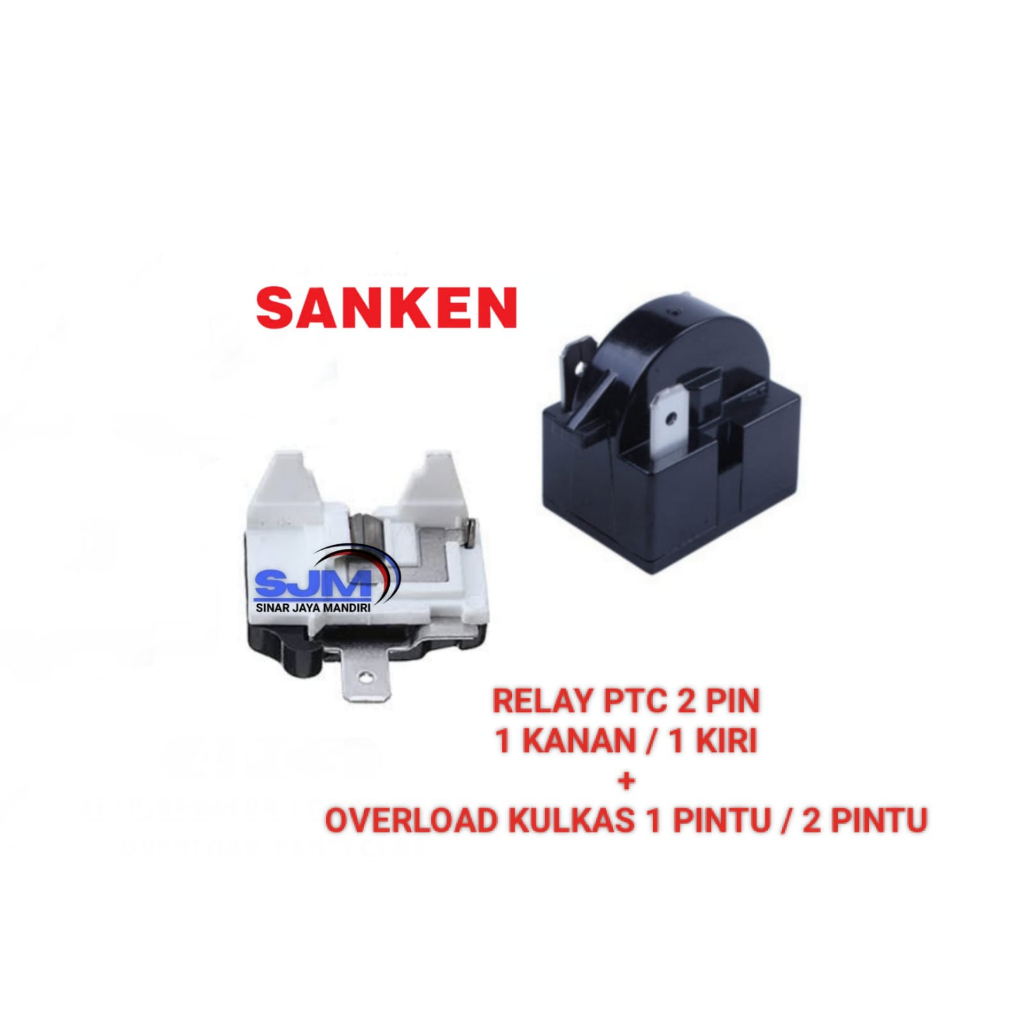 Relay Ptc 2 Pin + Overload Kulkas 2 Pintu Sanyo