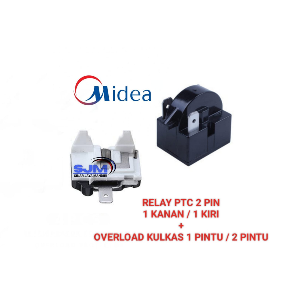 Relay Ptc 2 Pin + Overload Kulkas 2 Pintu Midea