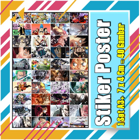 Stiker Poster Set Ukuran 4x7 Cm 40 Anime Genshin impact Chainsaw Man One Piece Naruto Barion Luppy Gambar Kecil Sticker Label Manga banyak murahGambar Vol-2