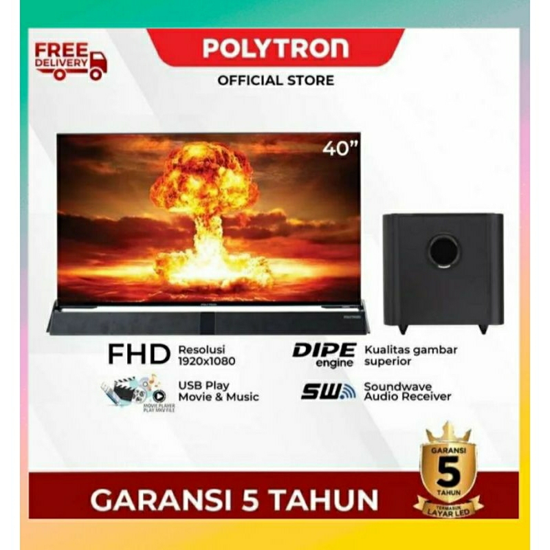 LED TV POLYTRON 40 INCH PLD 40BV8958/LED TV POLYTRON 40 INCH CINEMAX SOUNDBAR PLD 40BV8958/TV LED PO