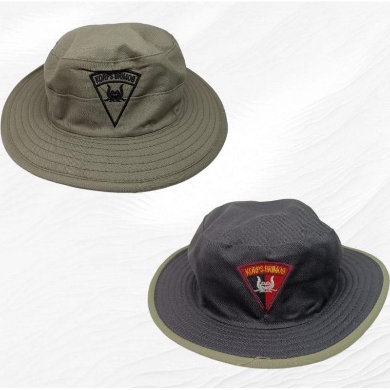 Topi Rimba Hijau Hitam Brimob