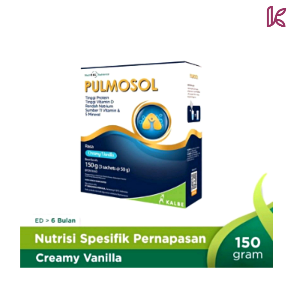 

PULMOSOL RASA CREAMY VANILLA 150 G KEBUTUHAN NUTRISI PADA GANGGUAN PERNAPASAN DAN INDIKASI LAIN DENGAN GEJALA SESAK NAFAS / PENGGUNAAN VENTILATOR