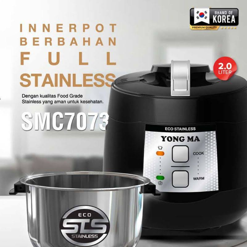 YONGMA MAGIC COM 2 LITER SMC 7073/SMC7073 STAINLESS STEEL PEGANGAN ANTI PANAS