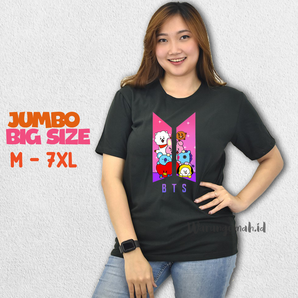 Kaos Wanita Jumbo LD 130 140 Lengan Pendek Distro Cewek Kekinian Katun Combed 30S