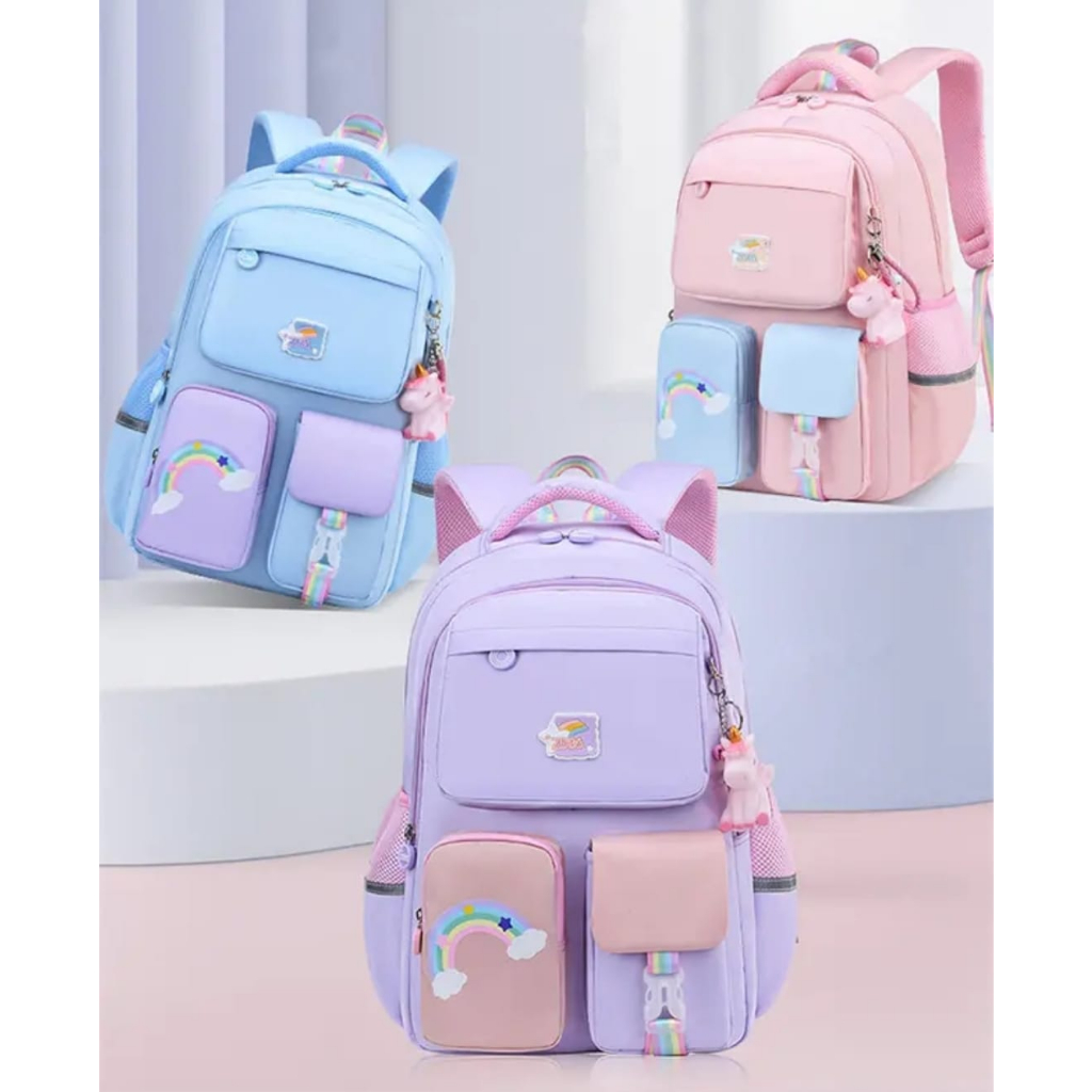 TAS SEKOLAH ANAK / TAS FASHION ANAK SEKOLAH DENGAN MOTIF WARNA PASTEL / TAS ANAK PEREMPUUAN SEKOLAH 