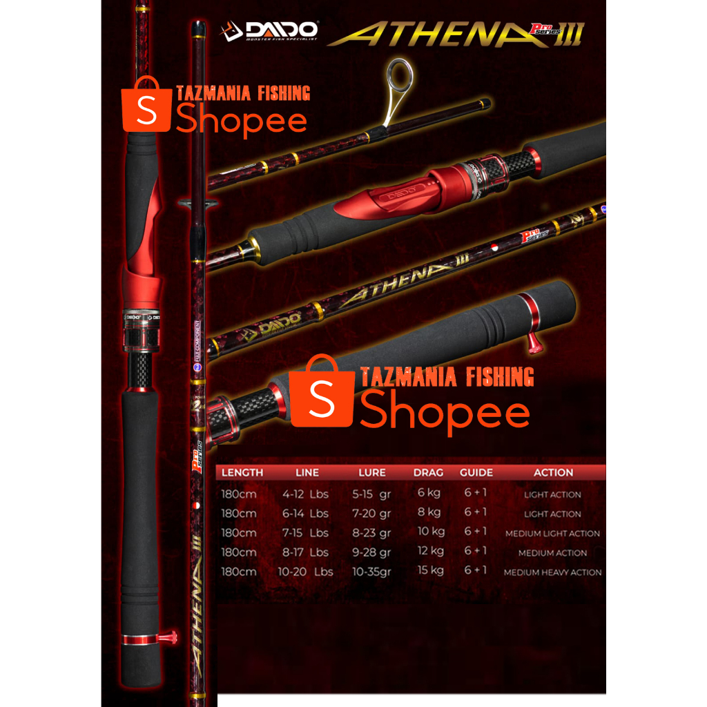 Joran Daido Athena III 3 180 CM Pro Series Ring Fuji 4-12 6-14 7-15 8-17 10-20 lb packing pipa Spini