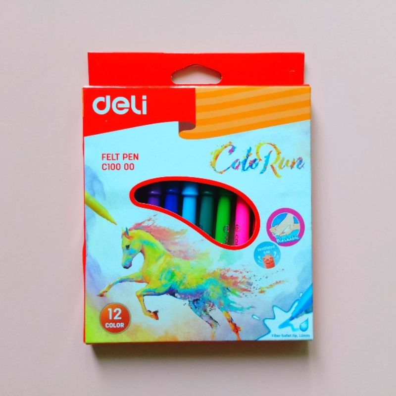 

Spidol Warna DELI EC10020 Felt Pen Watercolor Washable Pen Alat Tulis Stationery FullColor