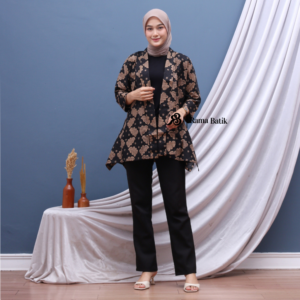 Blazer Batik Atasan Wanita Outer Batik Modern Motif Lawasan