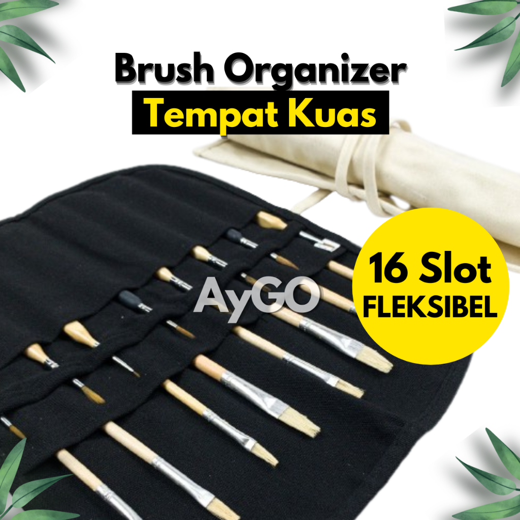 

BRUSH ORGANIZER / Tas Kuas Lukis / Alat Tulis / Perkakas Kain Kanvas Gulung Profesional / Professional Painting / Artist Brush