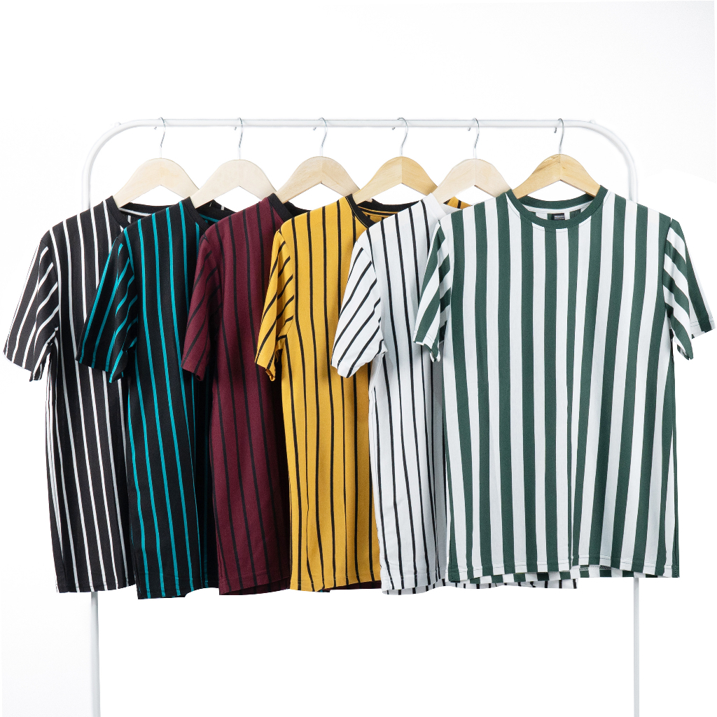 Kaos Salur Vertikal/ Tshirt VT/ Kaos Garis - Garis Pria