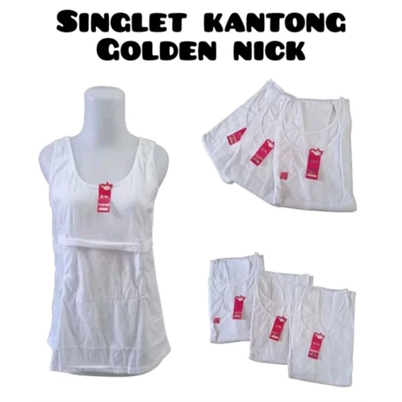 Singlet Kantong Merek Golden Nick|Pakaian Dalam Wanita Dewasa|Singlet Wanita|TankTop Resleting