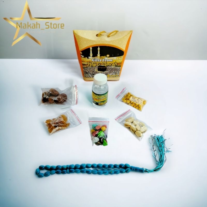 

paket 9 dus tali pistachio + kerikil + tasbih oleh oleh haji dan umroh
