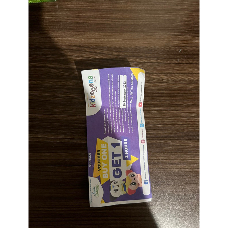 Tiket buy 1 get 1 kidzoona artha