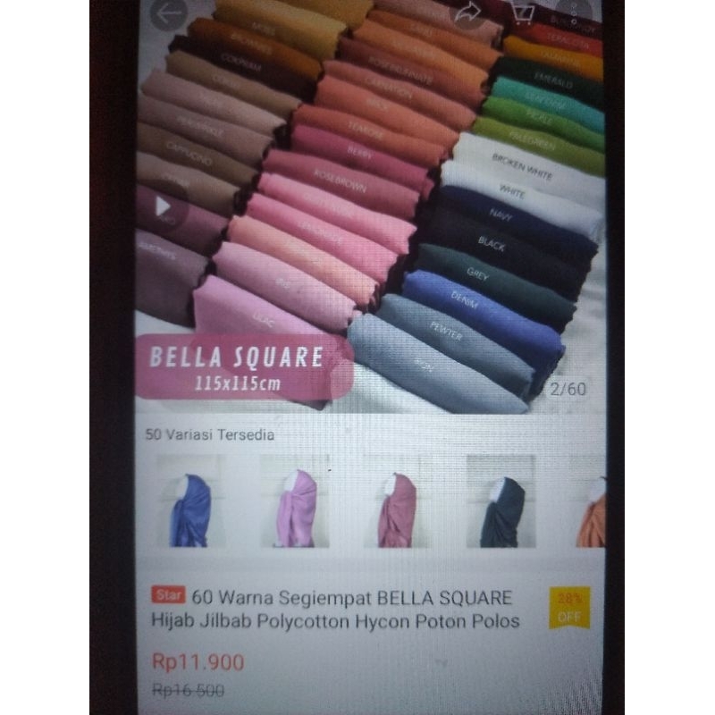 Hijab BELLA SQUARE KERUDUNG WANITA JILBAB SEGI EMPAT