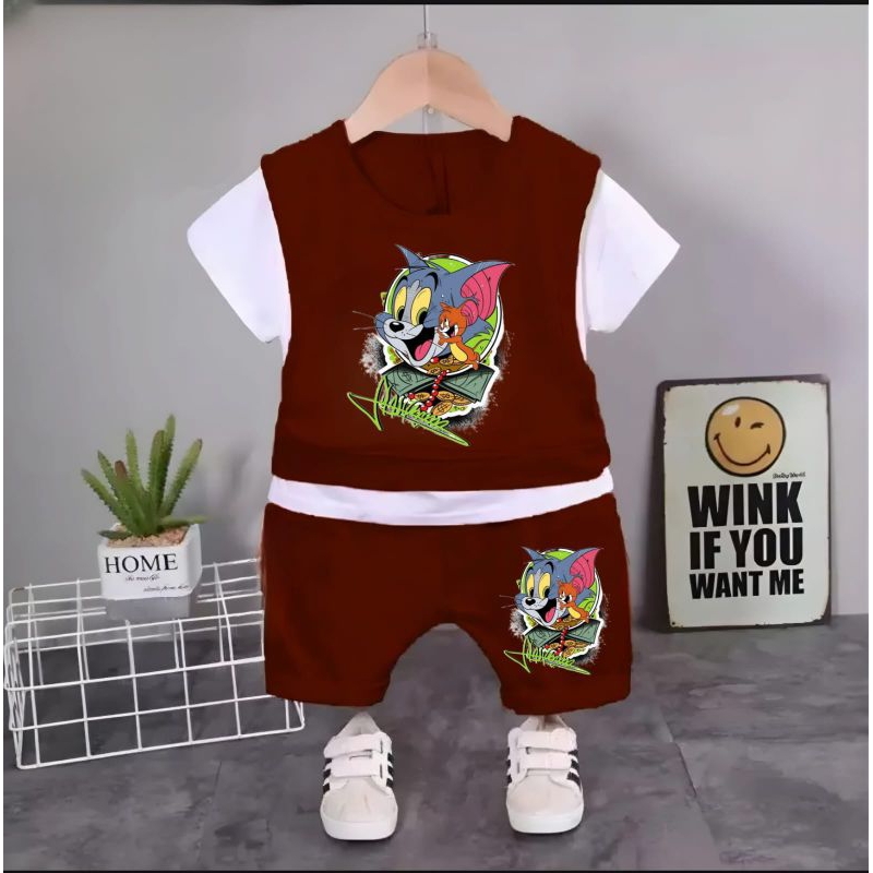 SETELAN SWITER ANAK MOTIP ROMPI TOM AND JERRY  SET JOGER PAKAIAN ANAK LAKI LAKI PEREMPUAN 0 BULAN SAMPAI 6 TAHUN