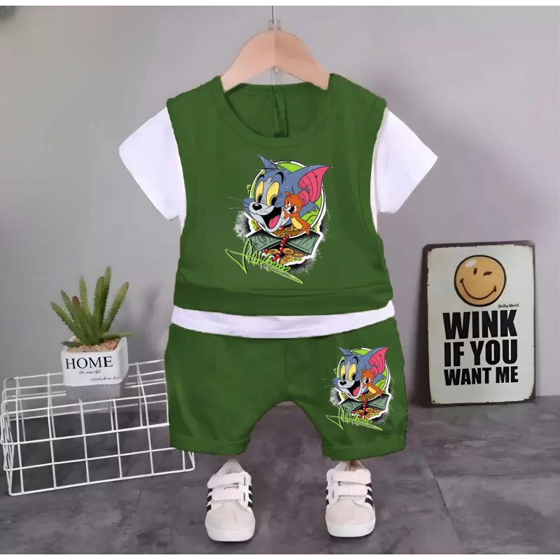 SETELAN SWITER ANAK MOTIP ROMPI TOM AND JERRY  SET JOGER PAKAIAN ANAK LAKI LAKI PEREMPUAN 0 BULAN SAMPAI 6 TAHUN