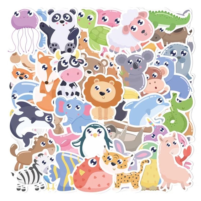 

10pcs Sticker Animal Hewan Lucu Aesthetic Super Cute Anti Air Aesthetic Sticker Untuk Dekorasi Korea Notebook Scrapbook Waterproof PVC