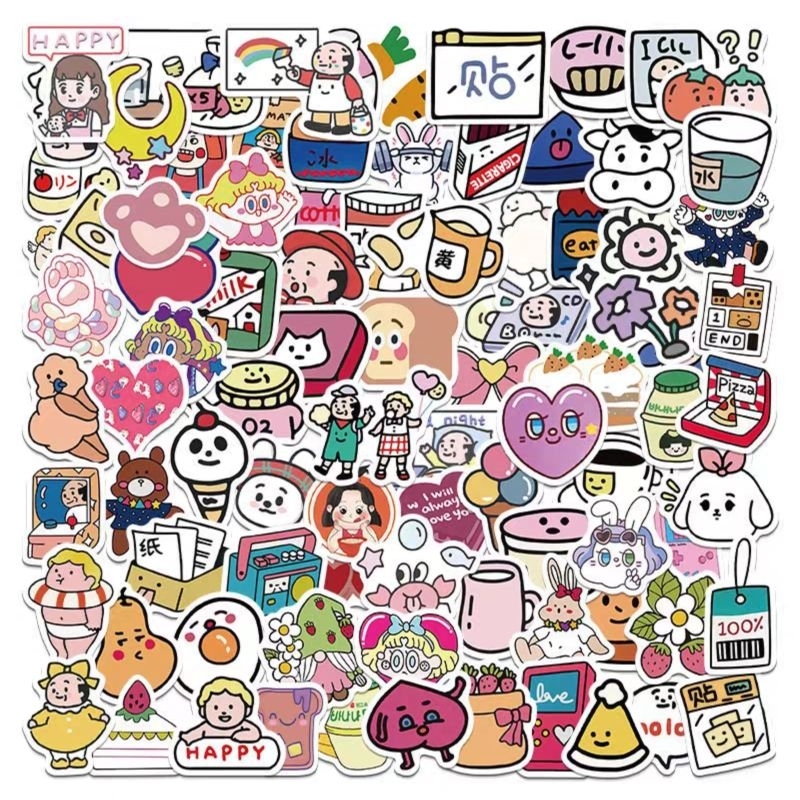 

10pcs Sticker Animal Character Animasi Lucu Aesthetic Super Cute Anti Air Aesthetic Sticker Untuk Dekorasi Korea Notebook Scrapbook Waterproof PVC