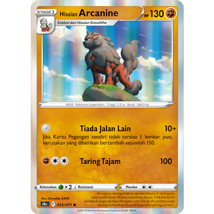 POKEMON TCG INDONESIA HISUIAN ARCANINE HOLOGRAM S10A 033/071