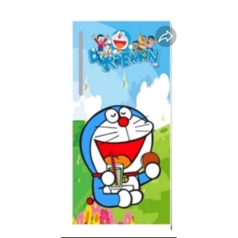 Stiker kulkas 1 pintu motif doraemon