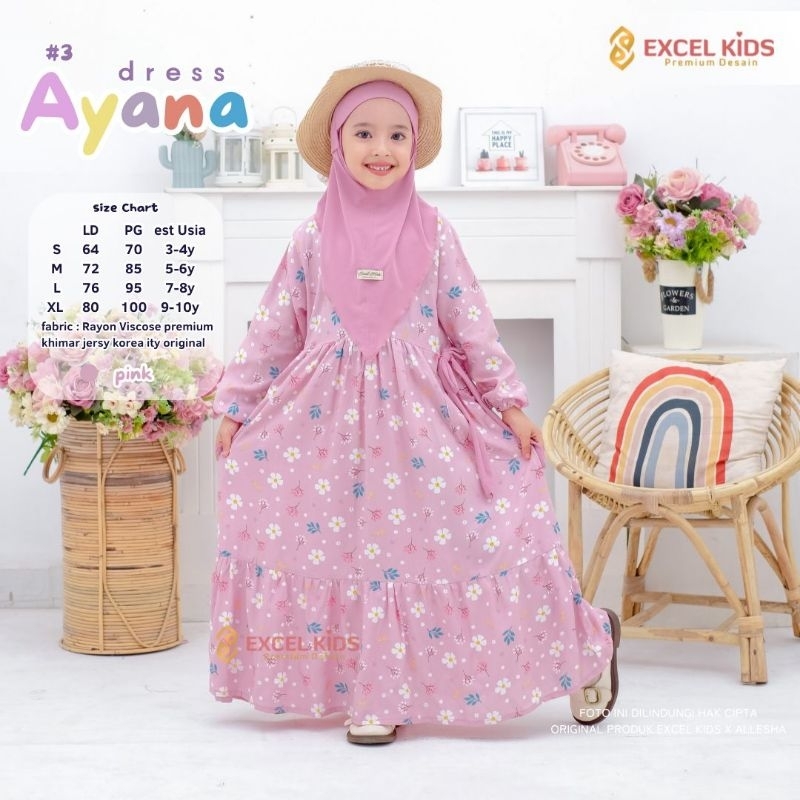 AYANA #3 KIDS DRESS FREE KHIMAR