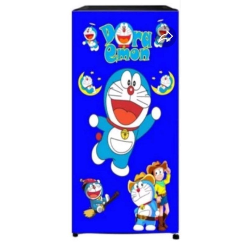 Stiker kulkas 1 pintu motif doraemon