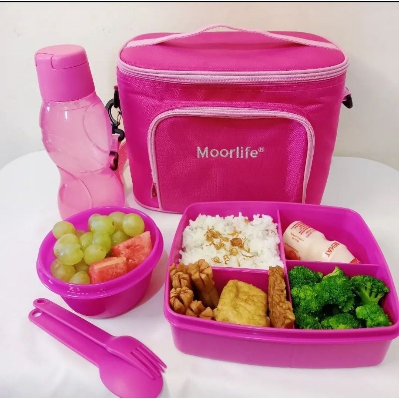 MOORLIFE LUNCH BOX PINK SET/SET TEMPAT MAKAN PINK PROMO