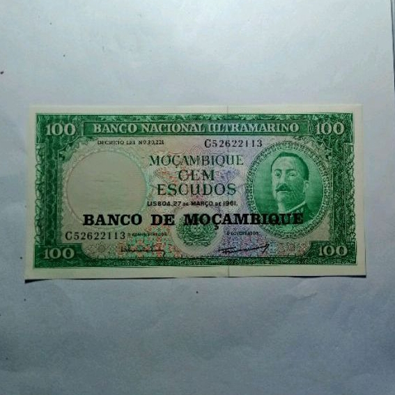 koleksi Uang Kertas Kuno 100 Escudo 1961 Mozambik