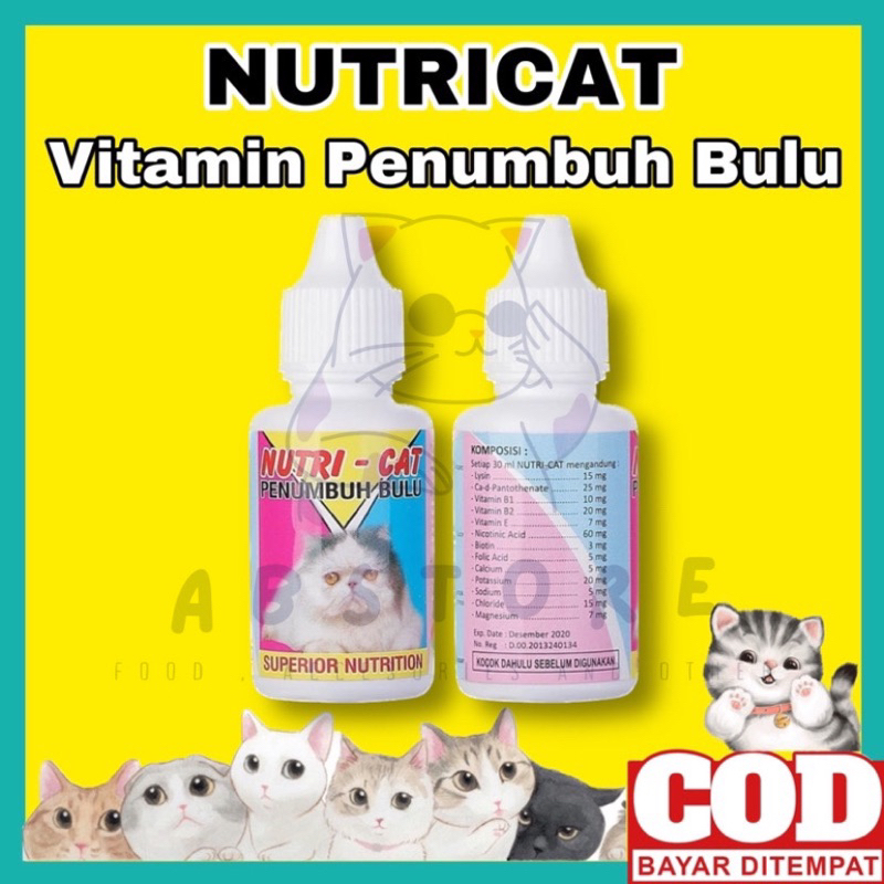 NUTRI CAT Vitamin Penambah Bulu Kucing Vitamin Kucing Penambah Bulu Vitamin Bulu Kucing Suplemen Vit