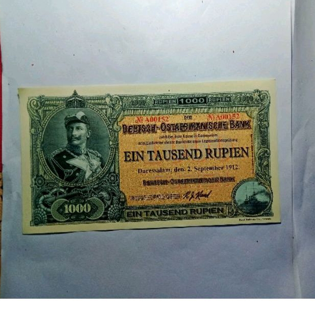 Koleksi Uang Kertas Kuno 1000 Rupien Jerman Afrika