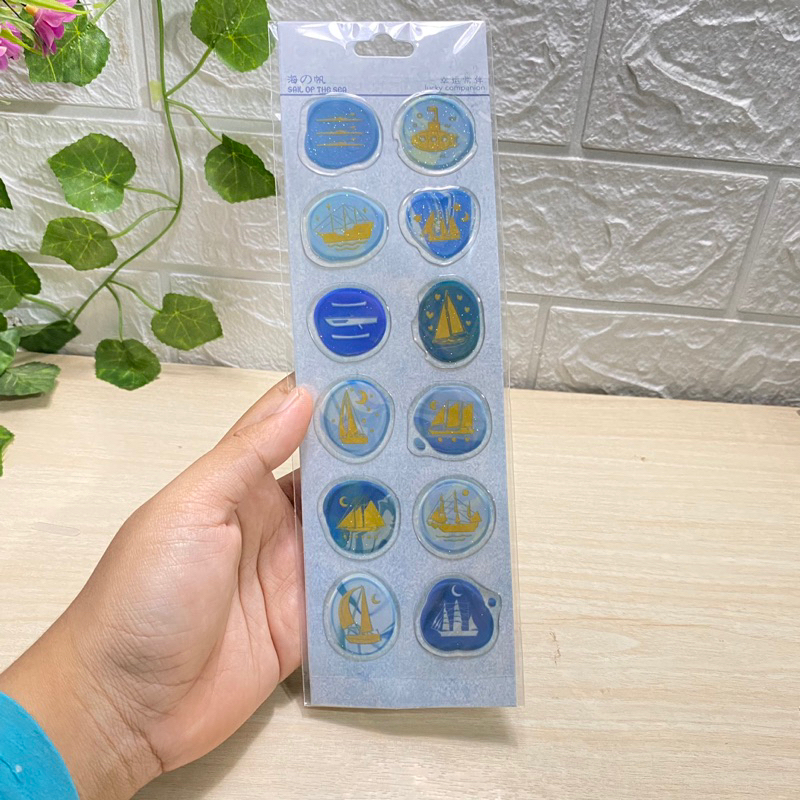 

stiker stamp journal biru