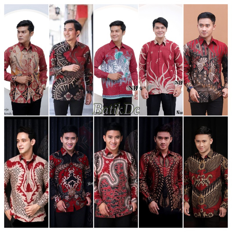 KEMEJA BATIK MERAH KEMEJA LENGAN PANJANG MERAH MAROON ATASAN PRIA MERAH M L XL XXL