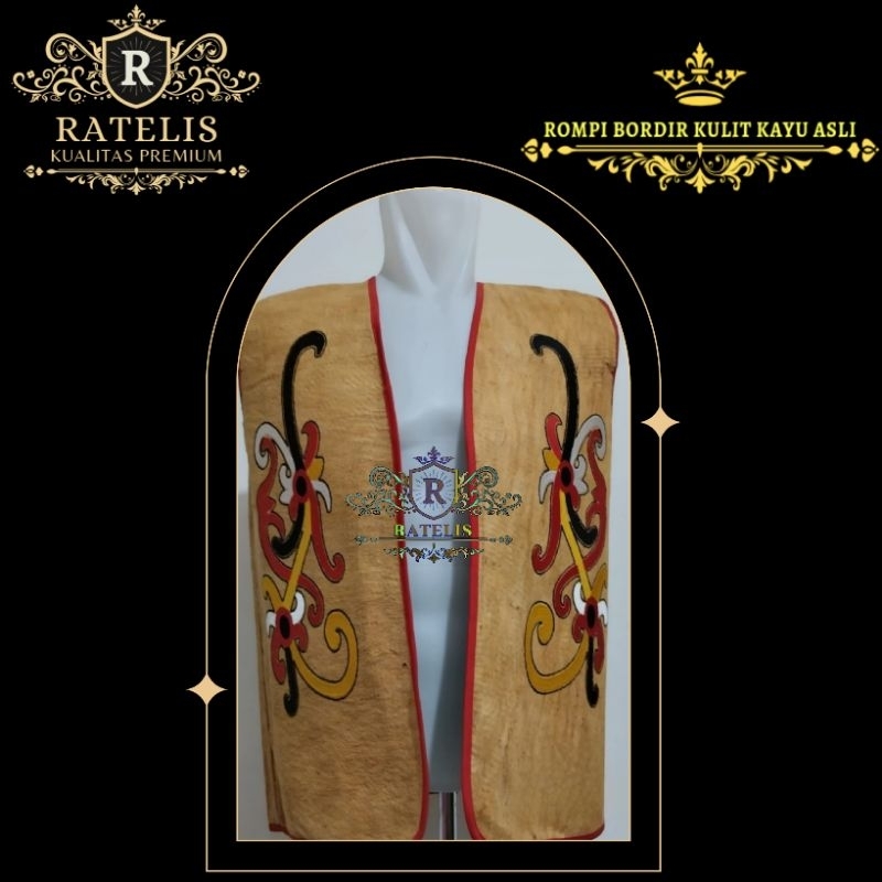 Rompi Kulit Kayu kepuak vest kapuak dayak baju adat iban bidayuh kenya ulu