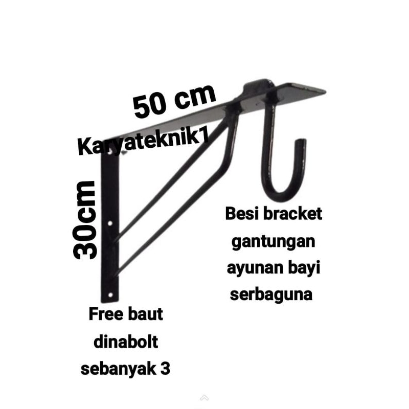 BRACKET BESI GANTUNGAN POT BUNGA / SANGKAR BURUNG BESAR / AYUNAN BAYI TEMPEL DINDING SERBAGUNA KUAT 