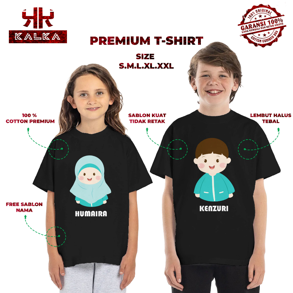 Baju Kaos Anak Muslim Sablon Nama Sendiri Atasan T Shirt Anak Muslimah