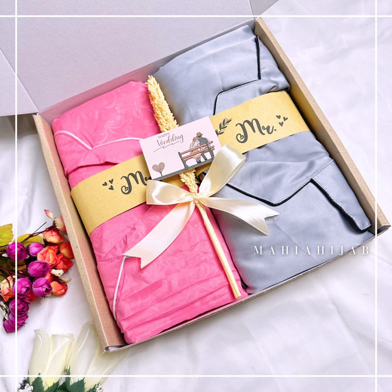NEW DEALS Kado Pernikahan Piyama JUMBO / Gift Set Box Piyama Couple Pasangan / Kado Souvenir