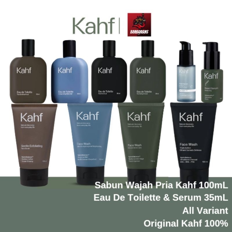 Kahf Facial Wash and Eau De Toilette EDT Parfum All Variant Oil and Acne Care Energizing and Brightening Gentle Exfoliating Scrub Original Perfume Pria