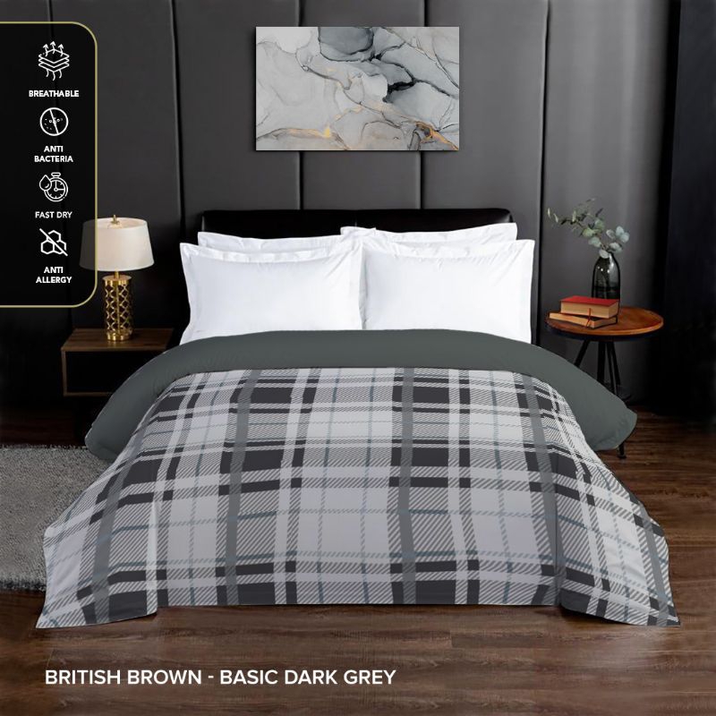King Rabbit Reserve Bed Cover Motif BRITISH BROWN - BASIC DARK GREY