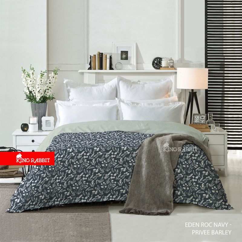 King Rabbit Reserve Bed Cover Motif Eden Roc Navy - PRIVEE Barley