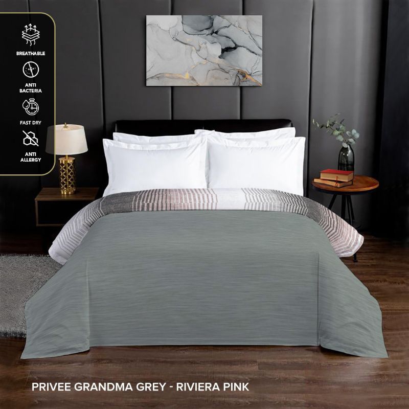 King Rabbit Reserve Bed Cover Motif PRIVEE GRANDMA GREY -  RIVIERA PINK