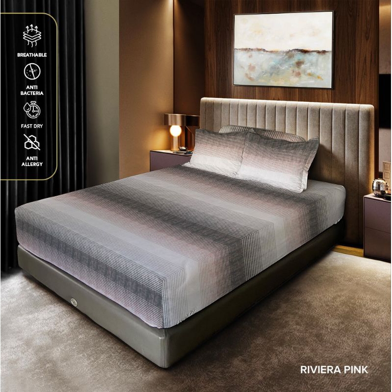 King Rabbit Reserve Sprei Sarung Bantal &  Sarung Guling Motif Riviera Pink